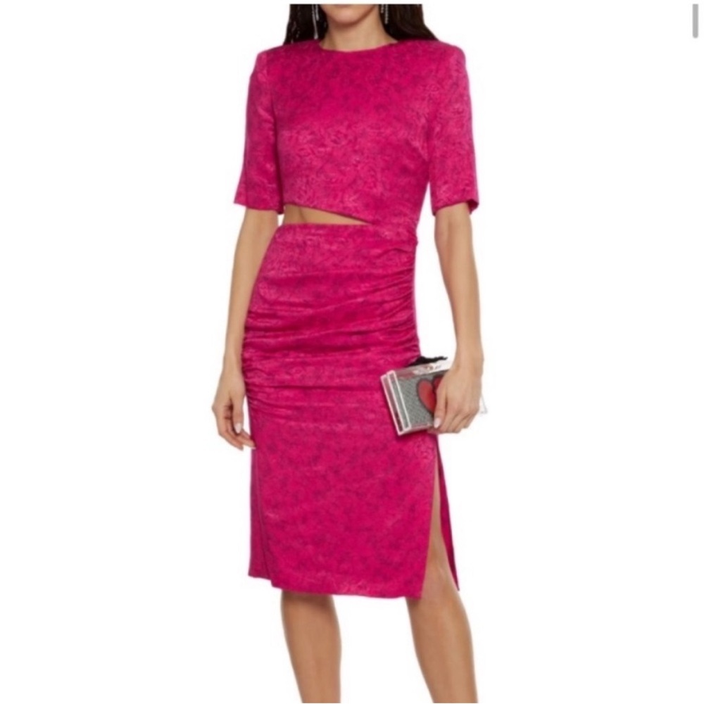 ALICE + OLIVIA Stella Cutout Midi Dress in Pink Size 2 - Picture 4 of 15